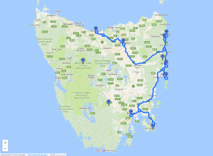 Reiseroute Tasmanien